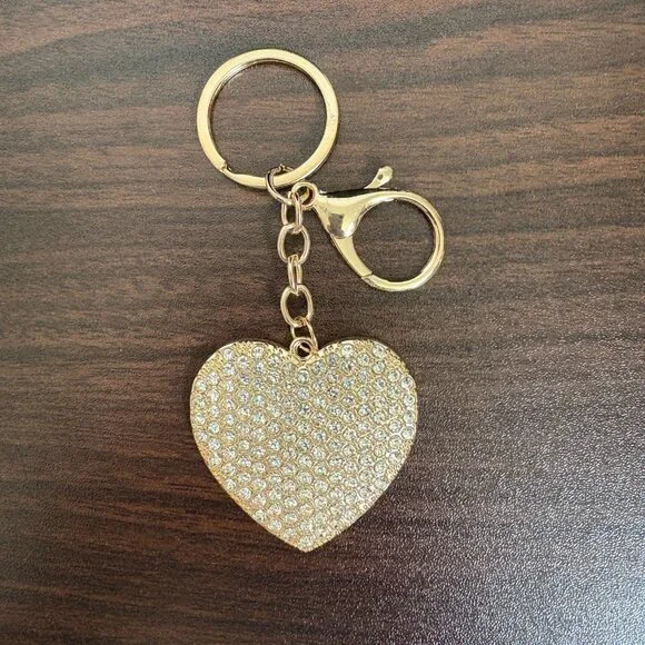 Glitter Heart Bag Charm Keychain Bling Keyring Cute Backpack Clip New - Picture 2 of 5